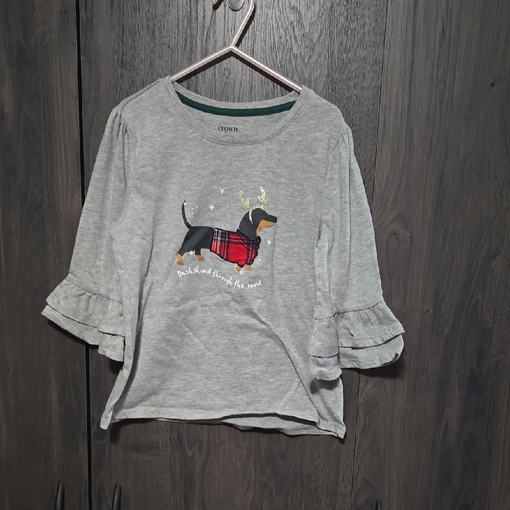 Crown & Ivy Dachshund Snow Top
